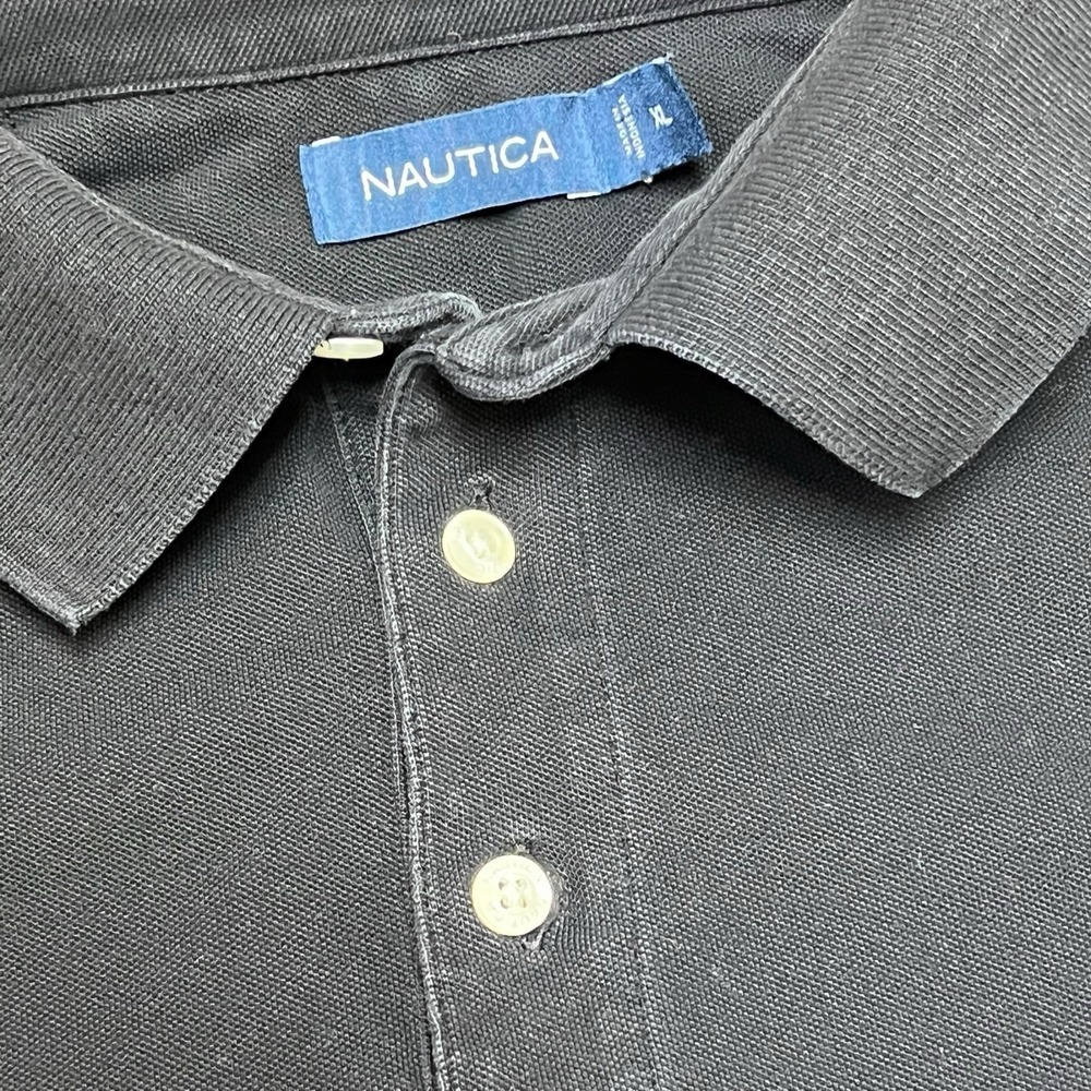 Nautica Men's Shirt XL Black Polo Short Sleeve Collared Solid Logo Casual - Picture 3 of 4